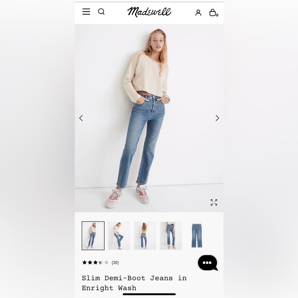 Madewell Slim Demi Boot Jeans in Enright Wash size 26